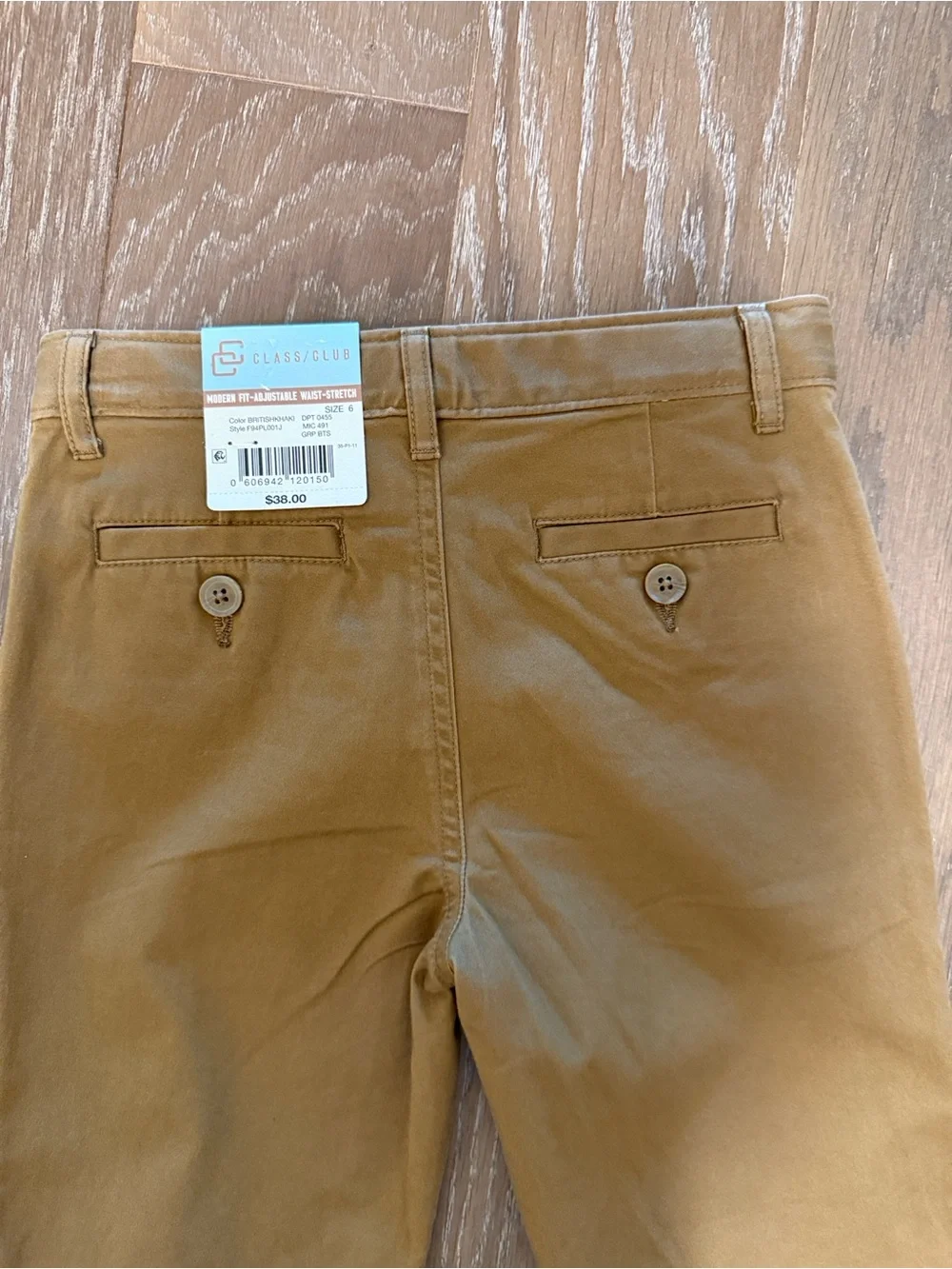 Class Club Boys' Khaki Chino Pants with Adjustable Waistband